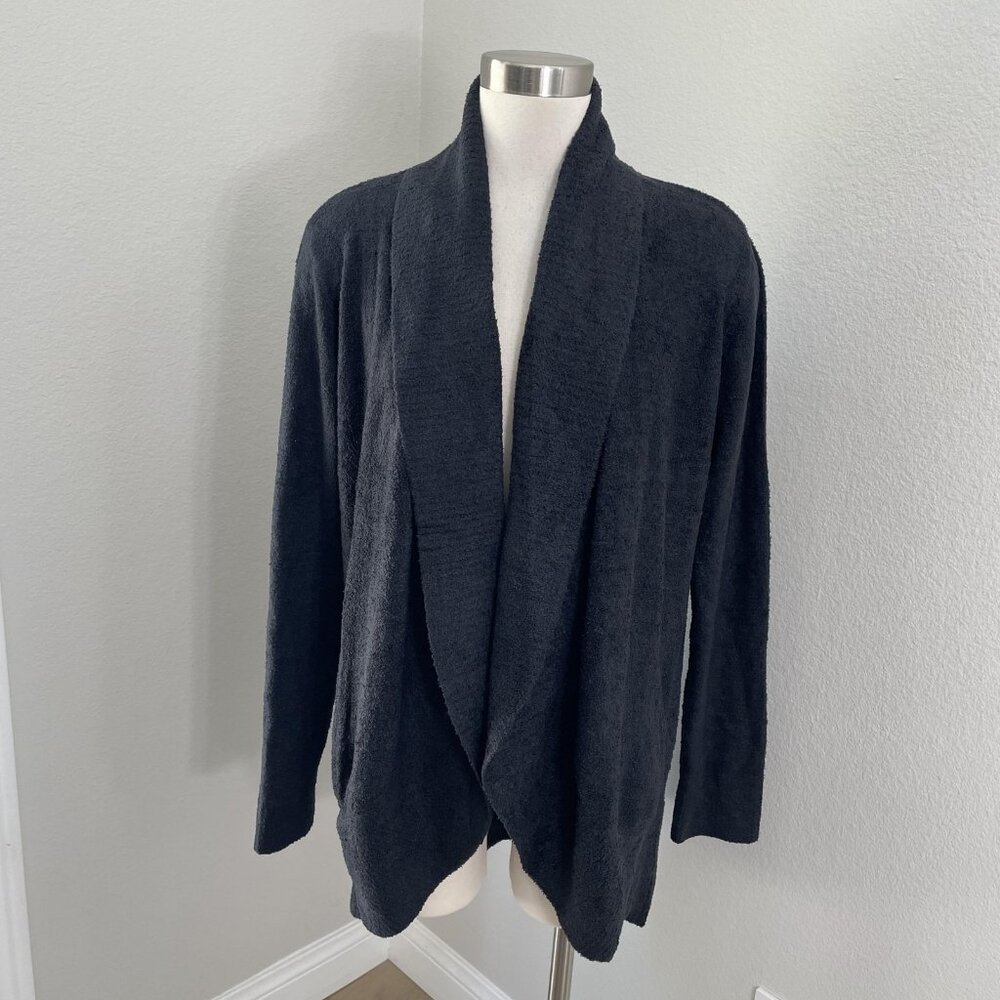 Barefoot Dreams Cardigan Sweater Womens XL Black CozyChic Lite Circle Open Front